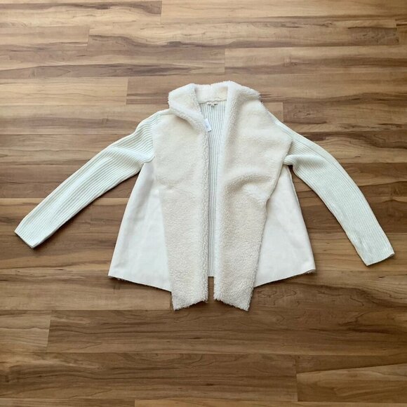Kate & Sam Sweaters - Cozy Cream Hooded Knit & Sherpa Cardigan